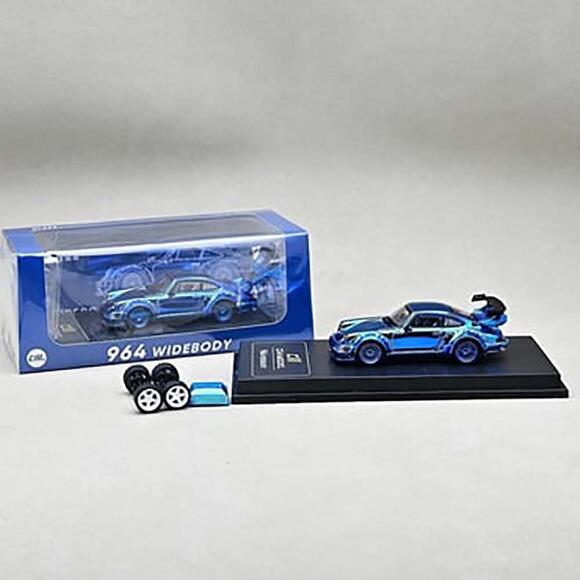 CM Model 1:64 Porsche 964 Widebody Chrome Blue CM64-964-CHROMEBLUE