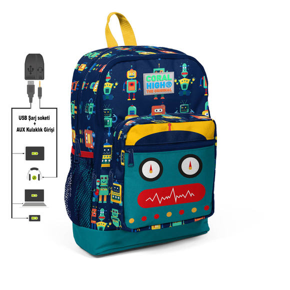 Coral High 23284 Sırt Çantası Usb+Aux Soketli