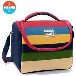 Coral High - Coral High Çok Renkli Çizgi Desenli Thermo Beslenme Çantası 37112
