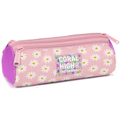Coral High - Coral High Kids Papatya Desenli Üç Bölmeli Kalem Çantası 31024