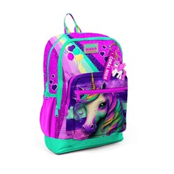 Coral High - Coral High Kids Pembe Su Yeşili Unicorn Desenli Okul Sırt Çantası 23758