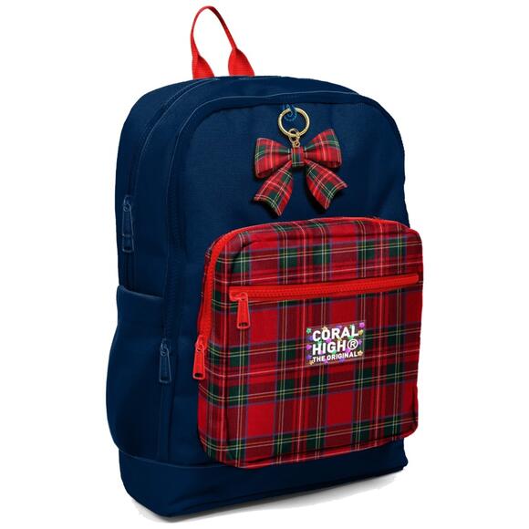 Coral High Lacivert Ekose Fiyonk Desenli Okul Sırt Çantası 33207