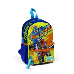 Coral High - Coral High Minik Yuva Sırt Çantası Fosforlu Sarı Saks Motorsiklet Desenli İki Bölmeli 23542