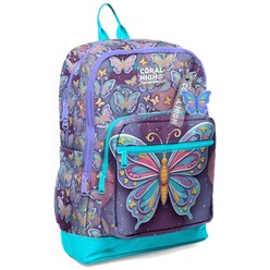 Coral High - Coral High Pastel Renkli Kelebek Desenli Okul Sırt Çantası 33206
