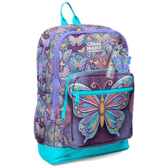 Coral High Pastel Renkli Kelebek Desenli Okul Sırt Çantası 33206