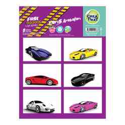 Crea Tiket - Crea Okul Etiketi Yarış Arabaları (Mor)