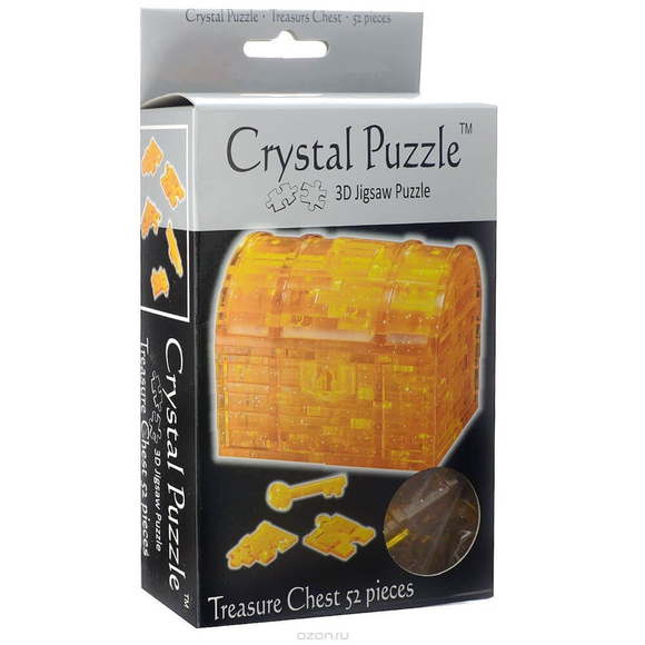 Crystal Puzzle 3D Hazine Sandığı Sarı 52 Parça 90007