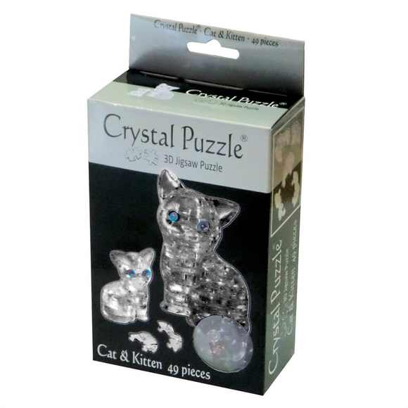 Crystal Puzzle 3D Siyah Kedi ve Yavrusu 49 Parça 90226