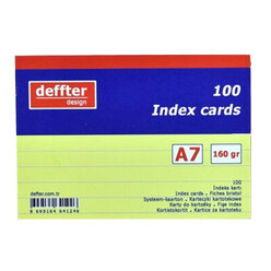 Deffter - Deffter 64124-6 İndex Kartı A7 Sarı Çizgili
