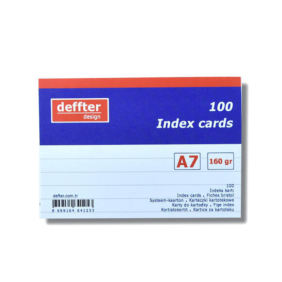 Deffter 64125-3 İndex Kartı A7 Beyaz Çizgili