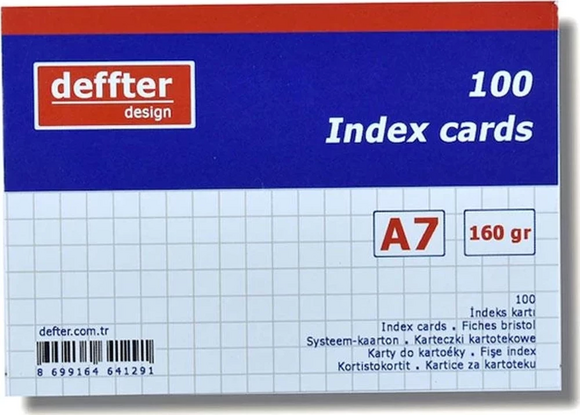 Deffter 64129-1 İndex Kartı A7 Beyaz Kareli