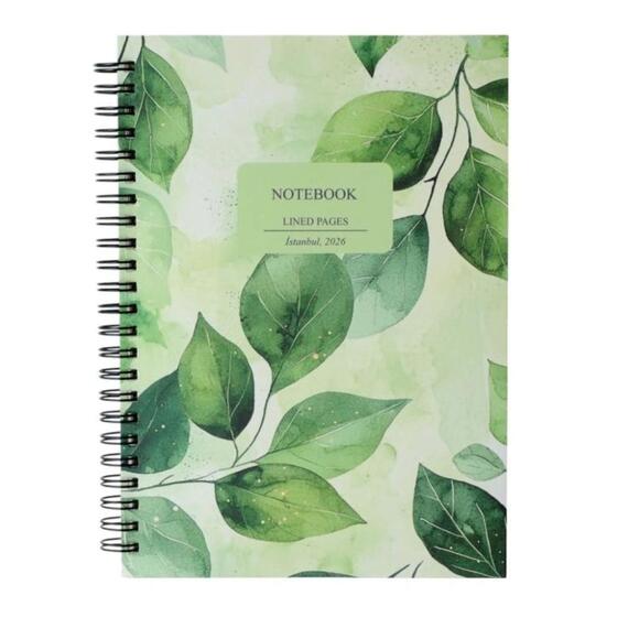 Deffter A5 Karton Kapak Spiralli Defter 80yp. Magic Leaves 640614
