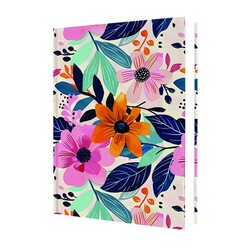 Deffter Spring 2025 Flowers Sert Kapak 14x20 Çizgili 64954-9 - Thumbnail