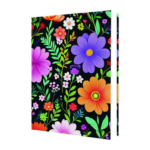 Deffter Spring 2025 Wild Flowers Sert Kapak 14x20 Çizgili 64898-6