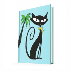 Deffter Summer Cats-Hawaian Cat/Sert Kapak Çizgili 14x20 Cm - Thumbnail