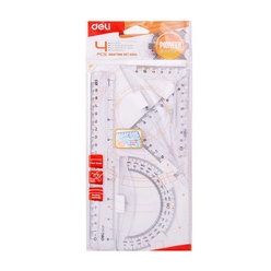 Deli 20 cm Şeffaf Cetvel Çizim Seti G00412 - Thumbnail