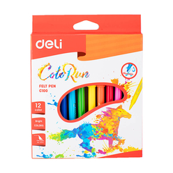 Deli Color Run Keçeli Kalem Karton Kutu 12’li C10000 - Thumbnail