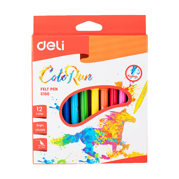 Deli Color Run Keçeli Kalem Karton Kutu 12’li C10000