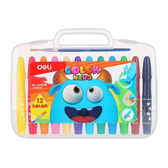 Deli Gel Crayon Pastel Boya 12’li (Fırça Hediyeli) 20504