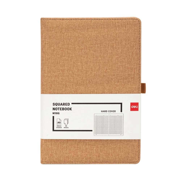 Deli Kumaş Kaplama Krem A5 96 Yp. Kareli Defter N118G