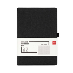Deli - Deli Kumaş Kaplama Siyah A5 96 Yp. Kareli Defter N118G