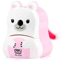 Deli - Deli Masa Üstü Kalemtraş Kucaklayan Ayıcık Pastel Pembe 0722 / 100119290