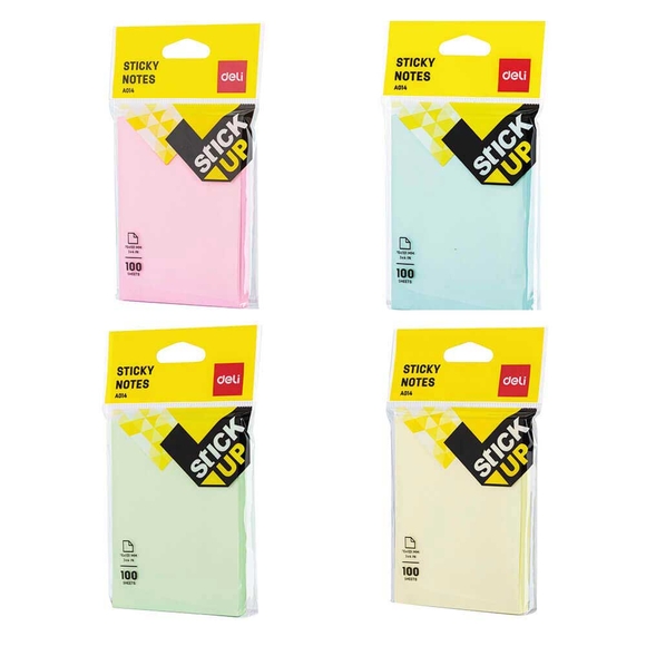 Deli Pastel Renkler 100 Yp. 76x101 mm Yapışkanlı Not Kağıdı A01402