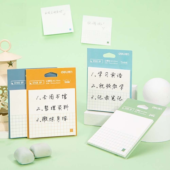 Deli Sticky Notes Kareli Ve Düz Yapışkanlı Not Kağıdı 74x74mm 40Yp. 21544