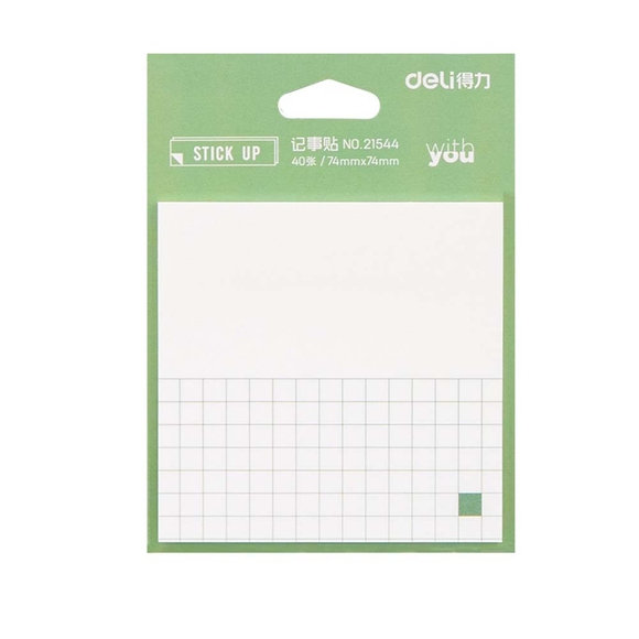 Deli Sticky Notes Kareli Ve Düz Yapışkanlı Not Kağıdı 74x74mm 40Yp. 21544