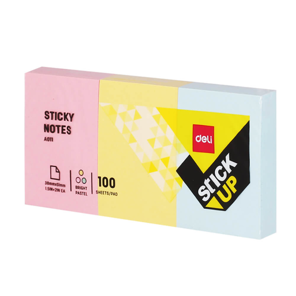Deli Sticky Notes Yapışkanlı Not Kağıdı 38x51 mm 3 Renk EA01103