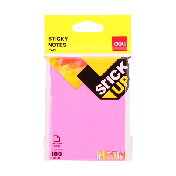 Deli Sticky Notes Yapışkanlı Not Kağıdı 76X101 Neon 100 Yaprak A02402 