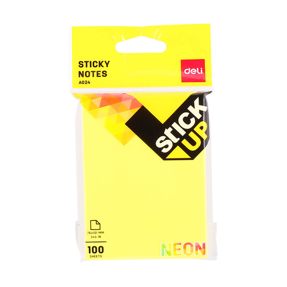 Deli Sticky Notes Yapışkanlı Not Kağıdı 76X101 Neon 100 Yaprak A02402 