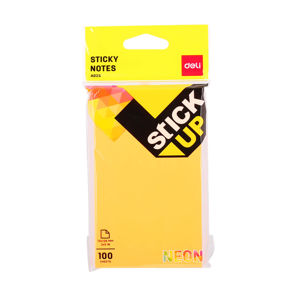 Deli Sticky Notes Yapışkanlı Not Kağıdı 76x126 mm Ultra Neon A02502