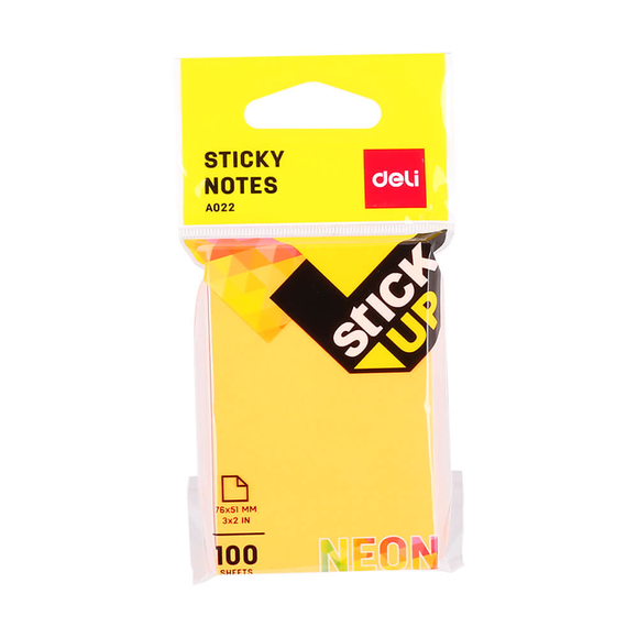 Deli Sticky Notes Yapışkanlı Not Kağıdı 76x51 mm Neon 100 Sayfa A02202
