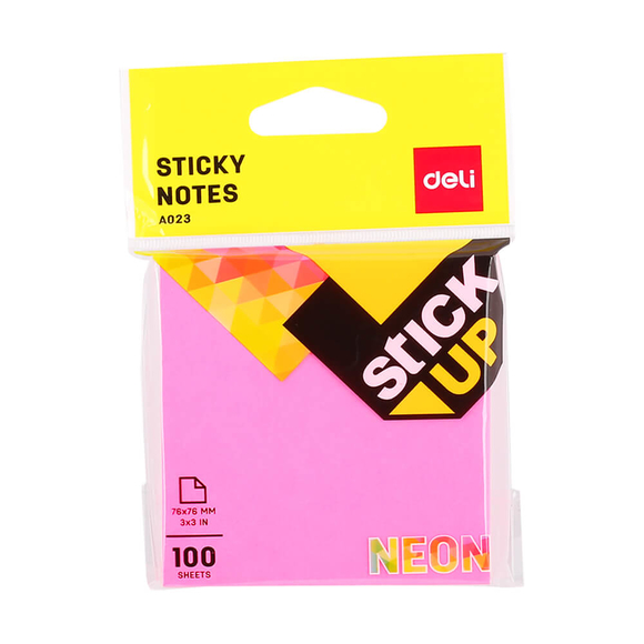Deli Sticky Notes Yapışkanlı Not Kağıdı 76x76 mm Neon 100 Sayfa A02302