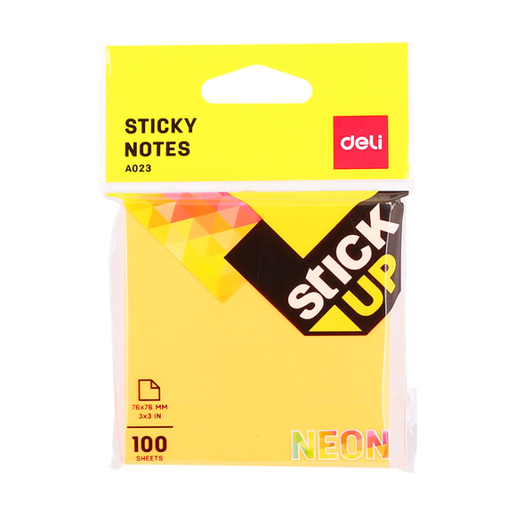 Deli Sticky Notes Yapışkanlı Not Kağıdı 76x76 mm Neon 100 Sayfa A02302