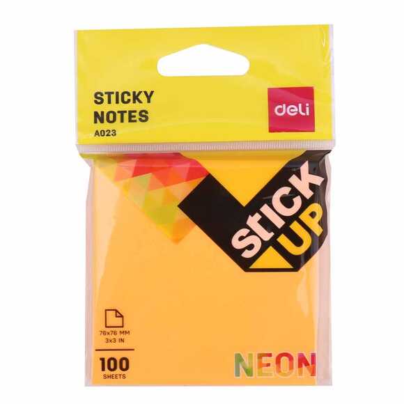 Deli Sticky Notes Yapışkanlı Not Kağıdı 76x76 mm 100 yp.Ultra Neon A02303