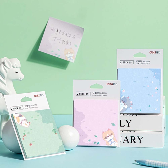 Deli Sticky Notes Yapışkanlı Not Kağıdı Kitty Pattern 74x74mm 40Yp. 21558