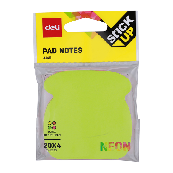 Deli Yapışkanlı Not Kağıdı 4x20yp Renk Ultra Neon A03102