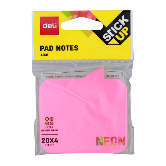 Deli Yapışkanlı Not Kağıdı 4x20yp Renk Ultra Neon A03102