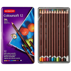 Derwent Coloursoft Kuru Boya Kalemi 12 Renk Teneke Kutu DW0701026 - Thumbnail