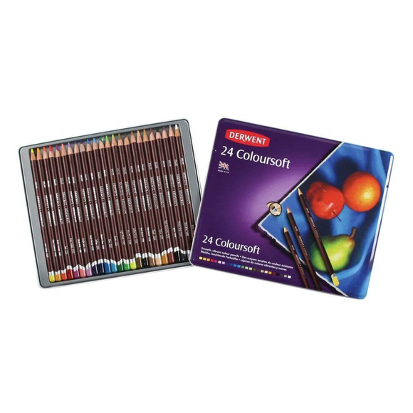 Derwent Coloursoft Kuru Boya Kalemi 24 Renk Teneke Kutu DW0701027 JU9407 Derwent Coloursoft Kuru Boya Kalemi 24 Renk Teneke Kutu DW0701027 JU9407
