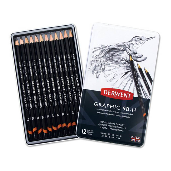 Derwent Graphic Soft Dereceli Kalem Seti 9B-H 12’li DW34202