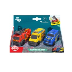 Dickie - Dickie Micro Rescue Force 3’lü Kurtarma Araç Seti 8 Cm 203712029