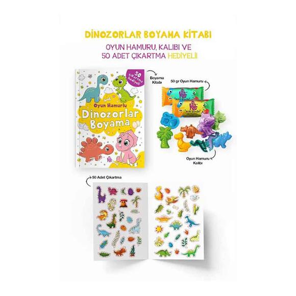 Dinozorlar Boyama Kitabı - Oyun Hamurlu / 3 Yaş +
