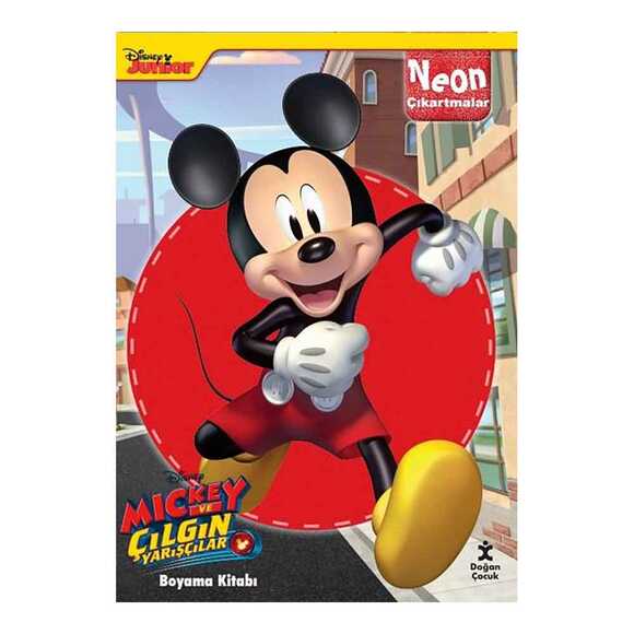 Disney Mickey ve Çılgın Yarışçılar Neon Çıkartmalı Boyama Kitabı