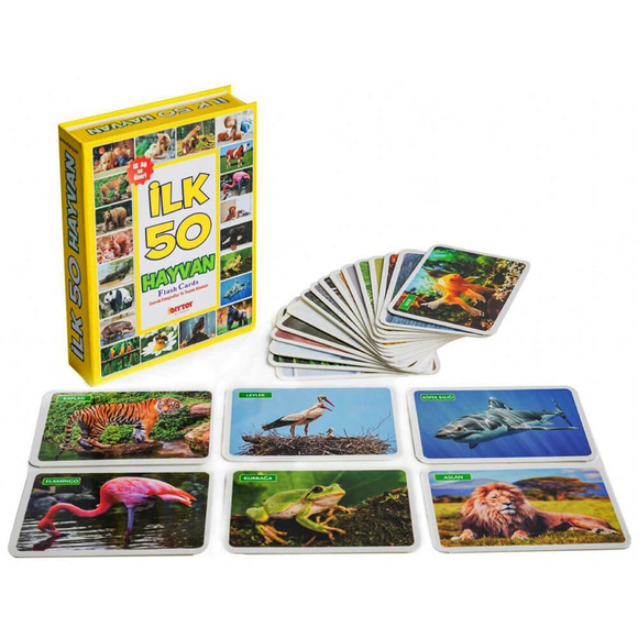 Diytoy Eğitici Flash Cards Book İlk 50 Hayvan 