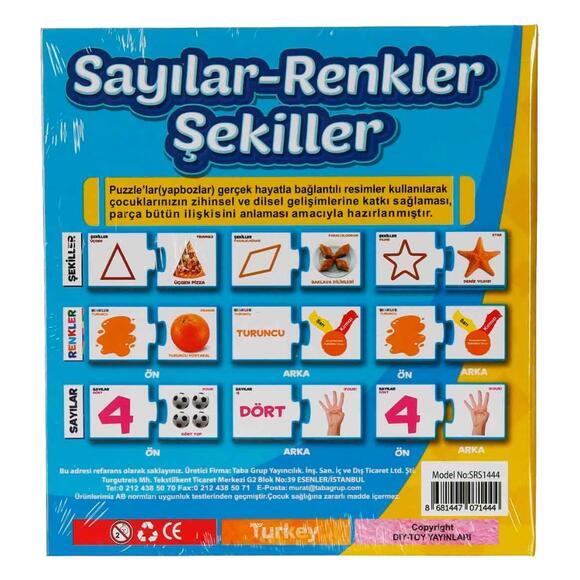Diytoy Puzzle Eğlenceli Sayılar Renkler Şekiller