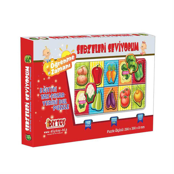 DiyToy Sebzeleri Seviyorum Tak Çıkar Kart Puzzle 9247