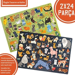 Doerkids Kediler ve Köpekler Puzzle - Thumbnail